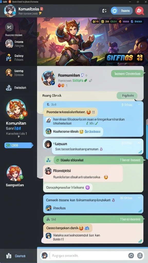 Tangkapan layar memperlihatkan interaksi antara pemain dalam komunitas.