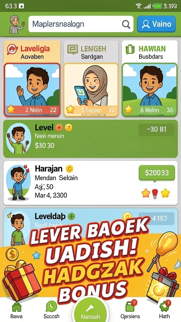 Fitur hadiah dan pencapaian yang menarik perhatian.