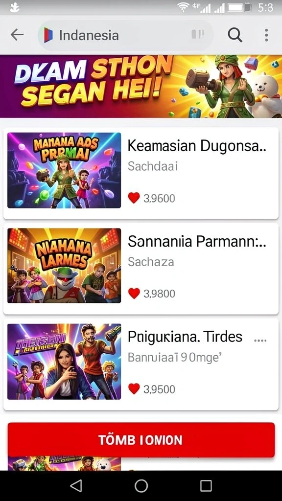 Halaman tantangan dengan berbagai misi menarik.
